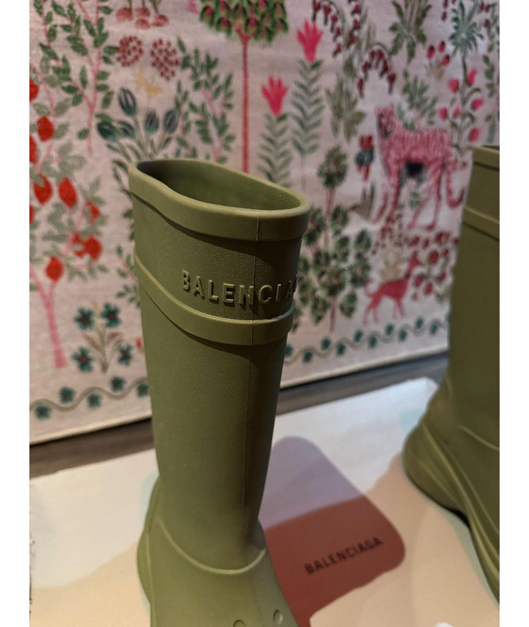 BALENCIAGA Зеленые резиновые высокие ботинки, фото 7