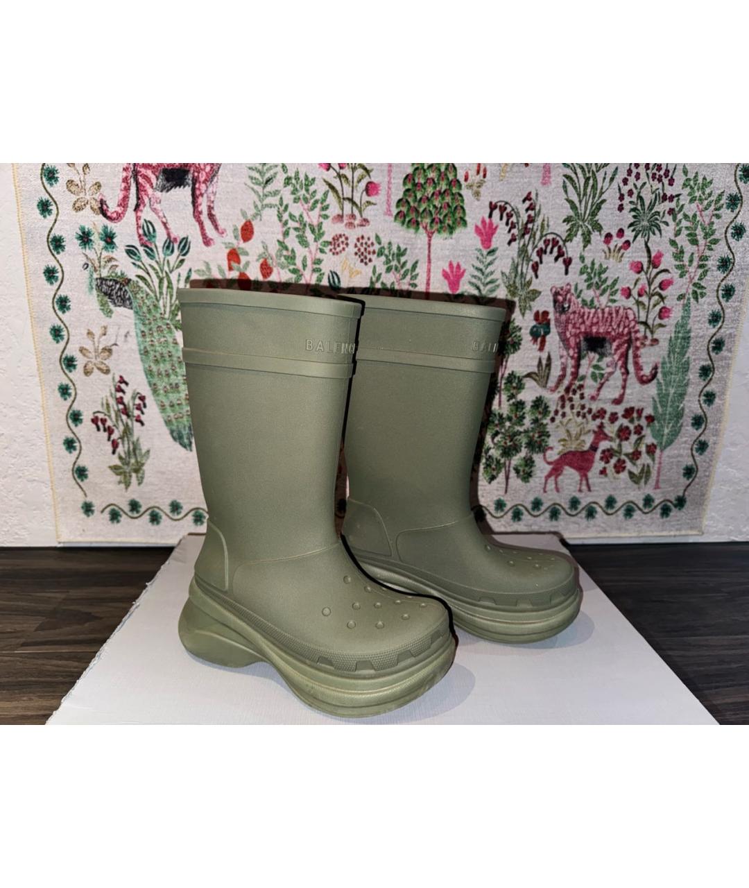 BALENCIAGA Зеленые резиновые высокие ботинки, фото 9