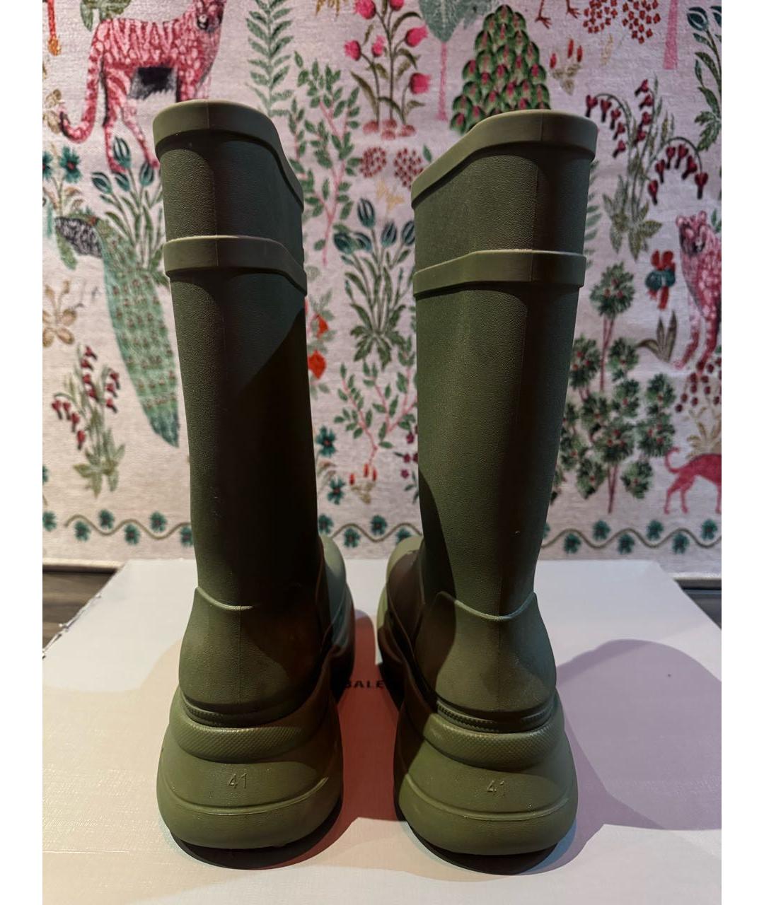 BALENCIAGA Зеленые резиновые высокие ботинки, фото 4