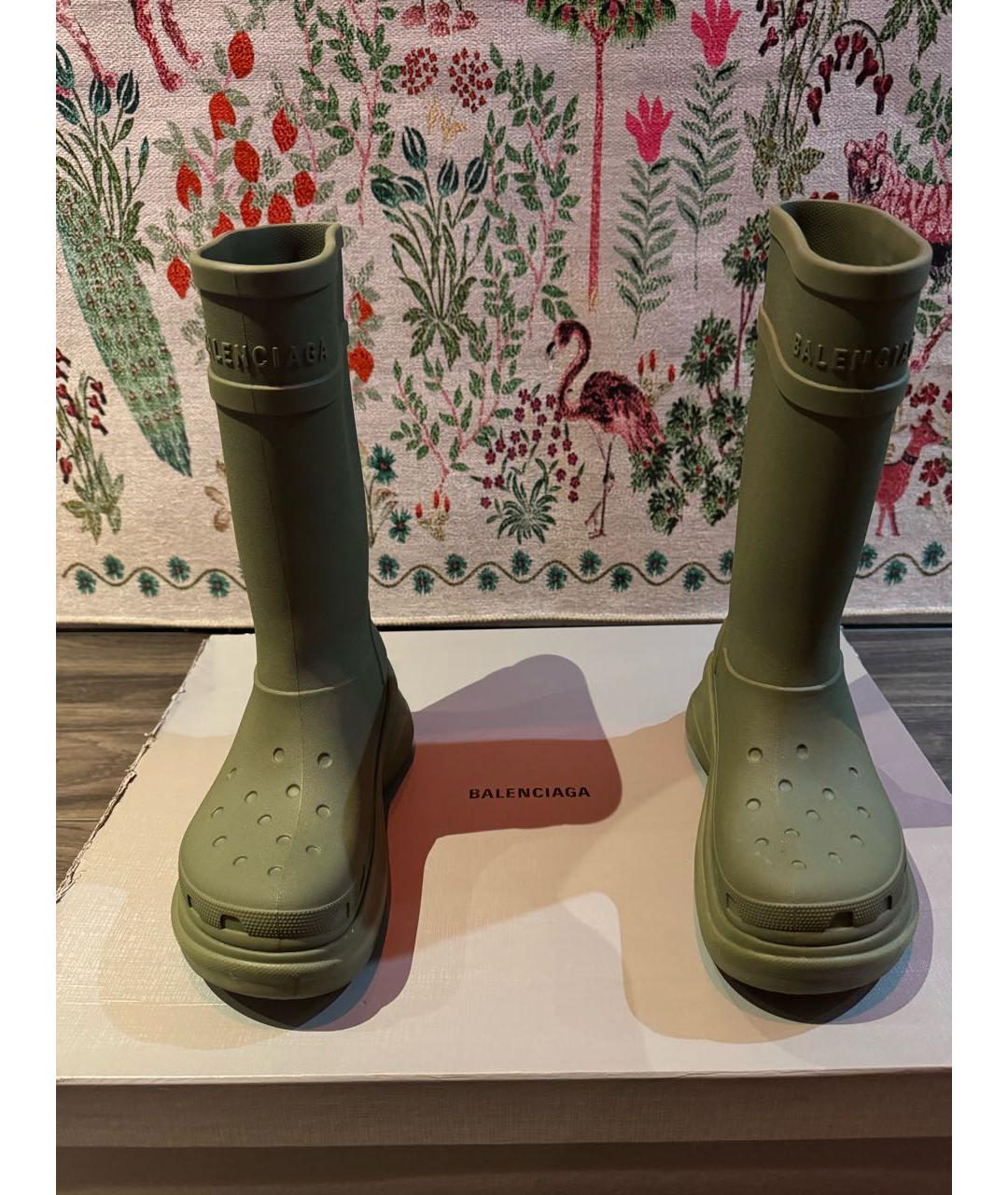 BALENCIAGA Зеленые резиновые высокие ботинки, фото 8