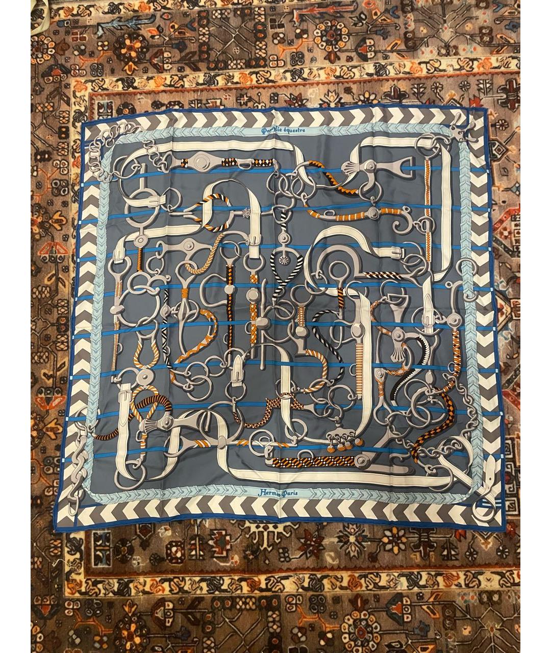 HERMES Мульти шелковый шарф, фото 3