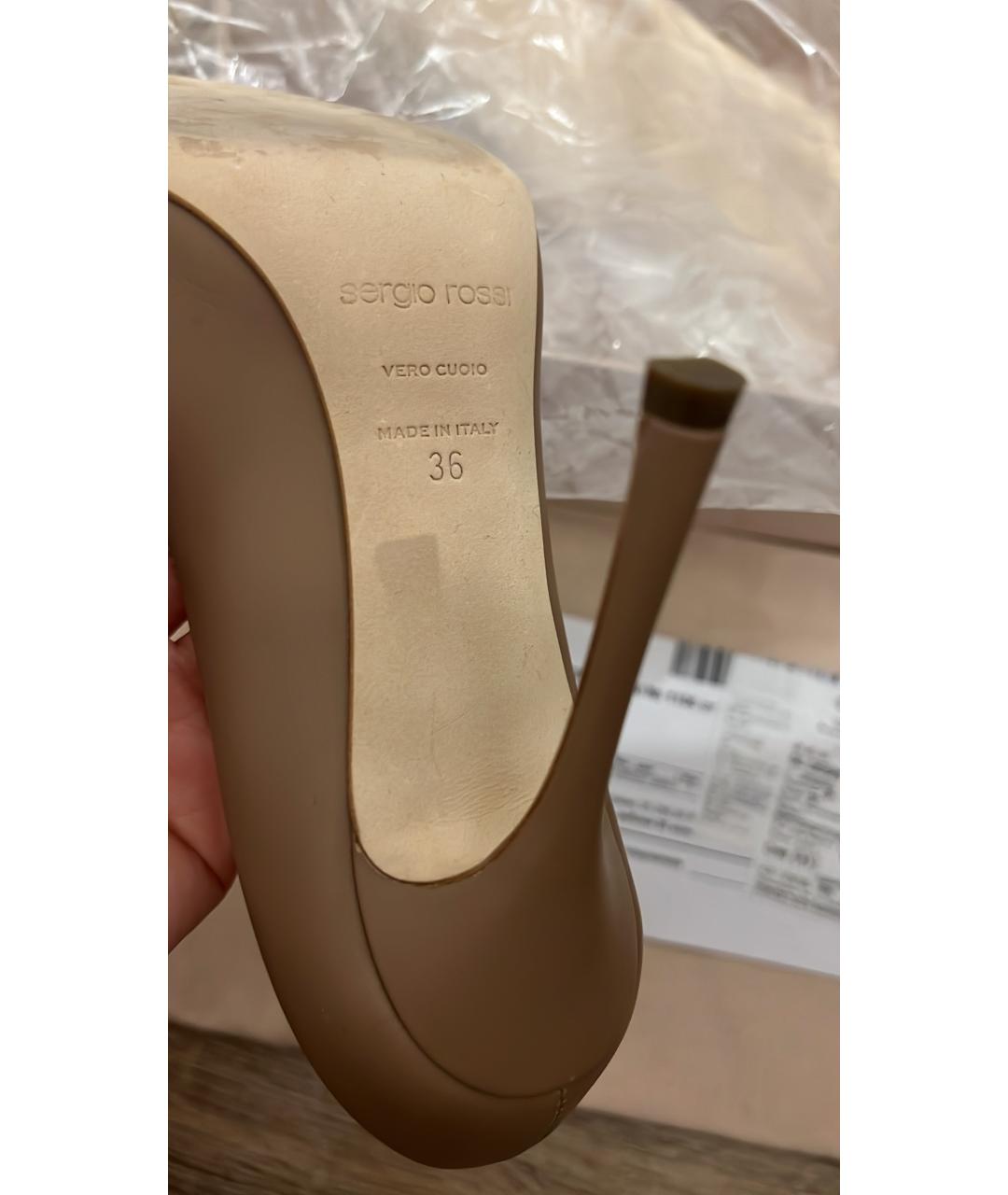 SERGIO ROSSI Бежевые кожаные туфли, фото 5