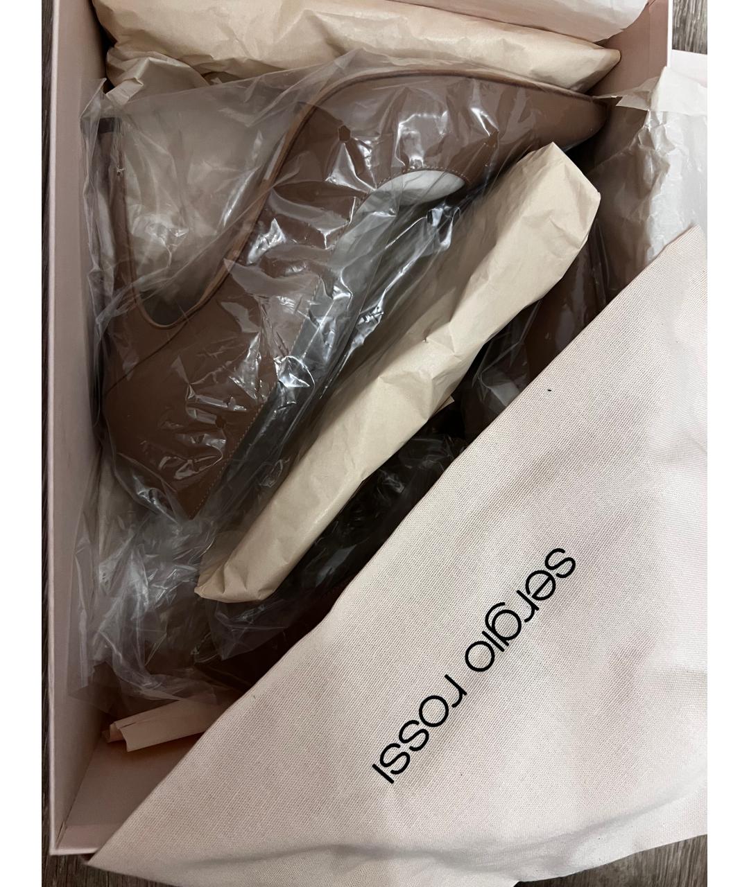 SERGIO ROSSI Бежевые кожаные туфли, фото 8