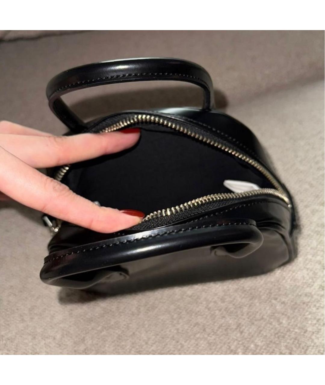 COMME DES GARÇONS Черная кожаная сумка с короткими ручками, фото 2