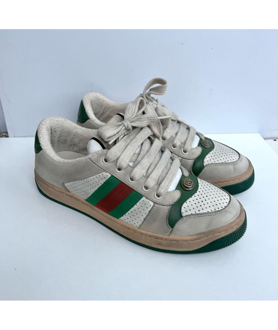 GUCCI Серые кожаные кроссовки, фото 4