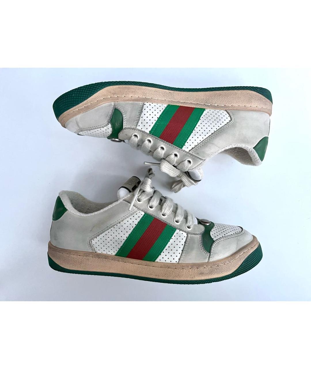 GUCCI Серые кожаные кроссовки, фото 9