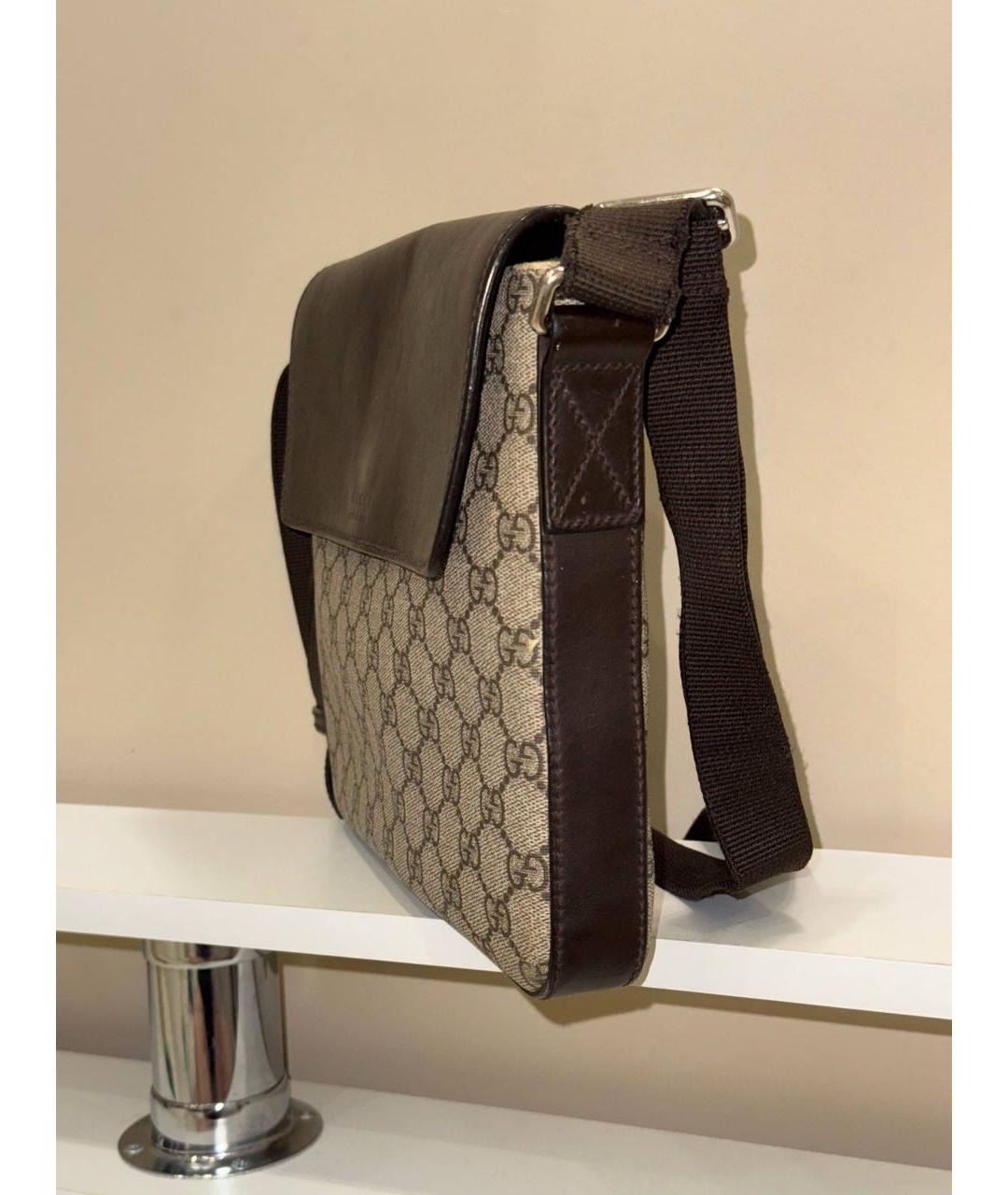 GUCCI Коричневая кожаная сумка на плечо, фото 5