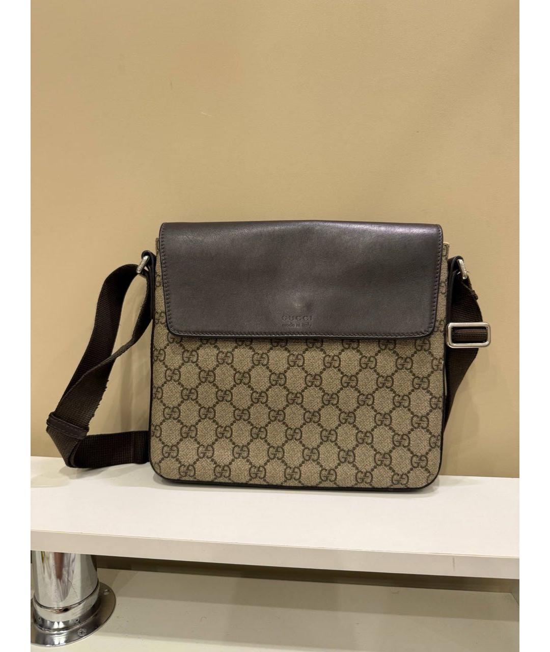 GUCCI Коричневая кожаная сумка на плечо, фото 4