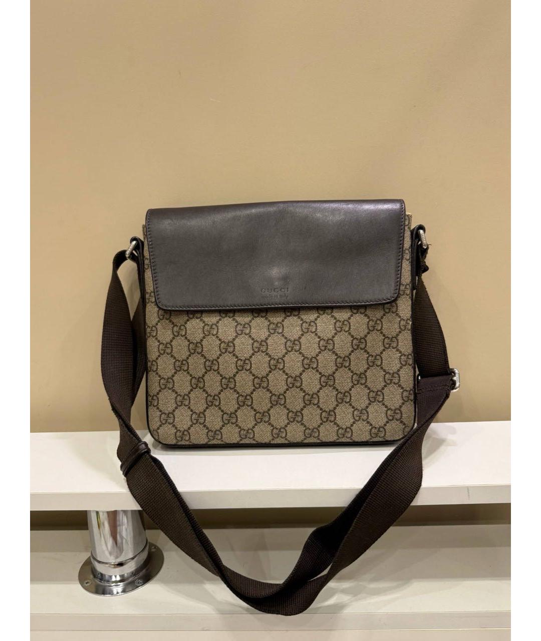 GUCCI Коричневая кожаная сумка на плечо, фото 2