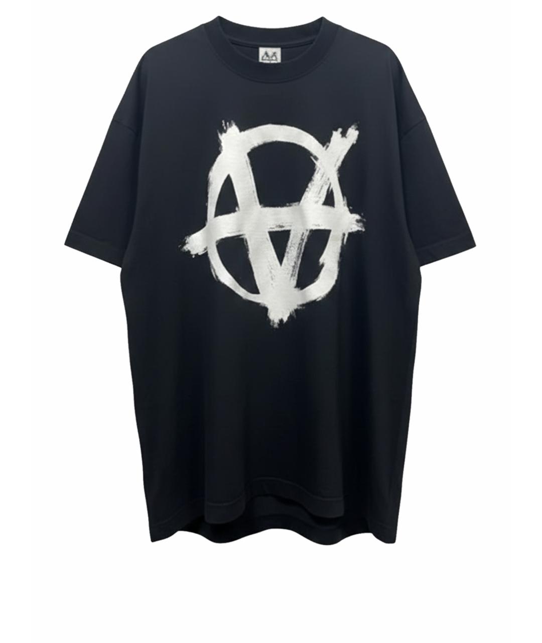 VETEMENTS Черная хлопковая футболка, фото 1