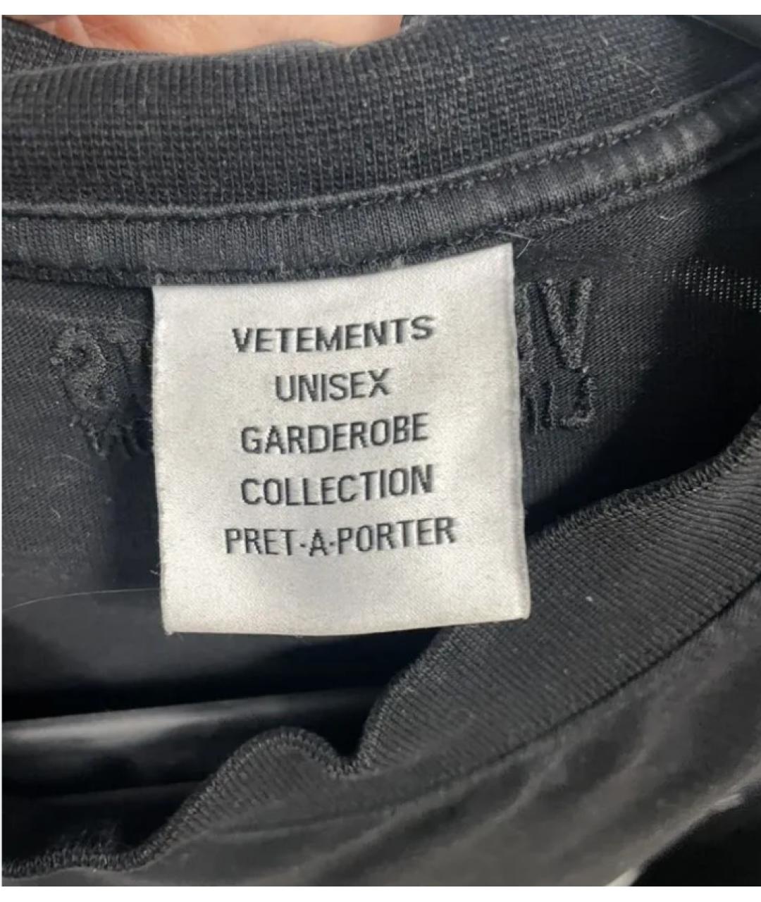 VETEMENTS Черная хлопковая футболка, фото 3