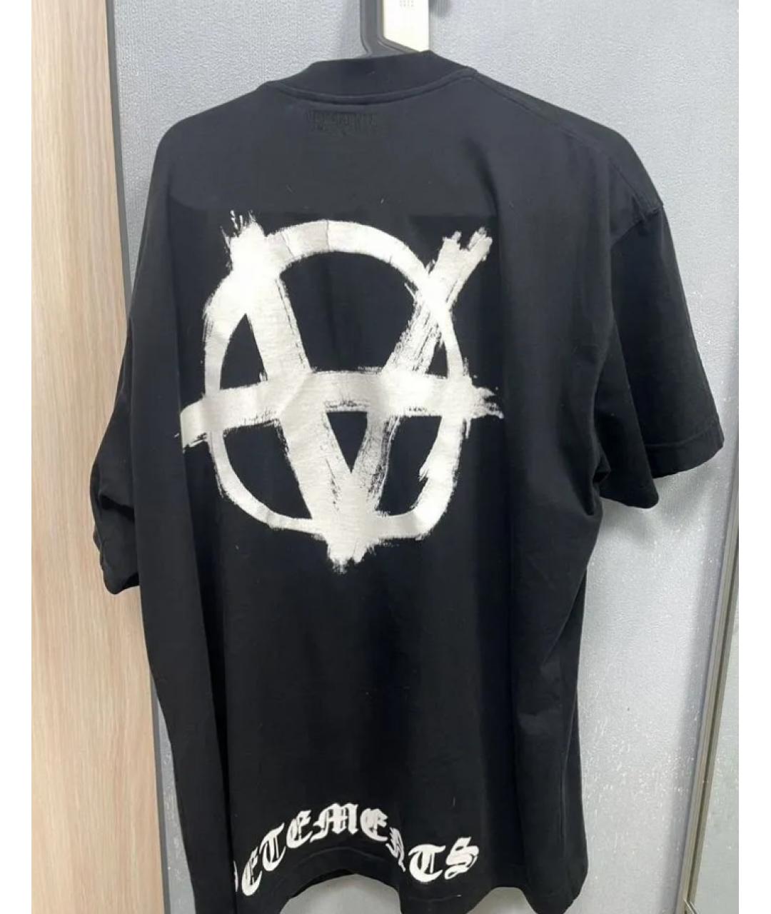 VETEMENTS Черная хлопковая футболка, фото 2