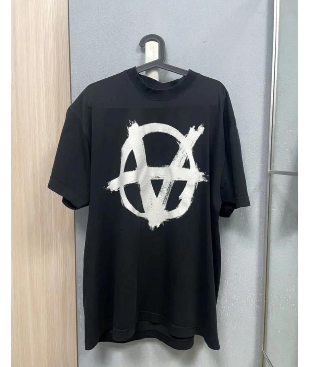 VETEMENTS Черная хлопковая футболка, фото 4