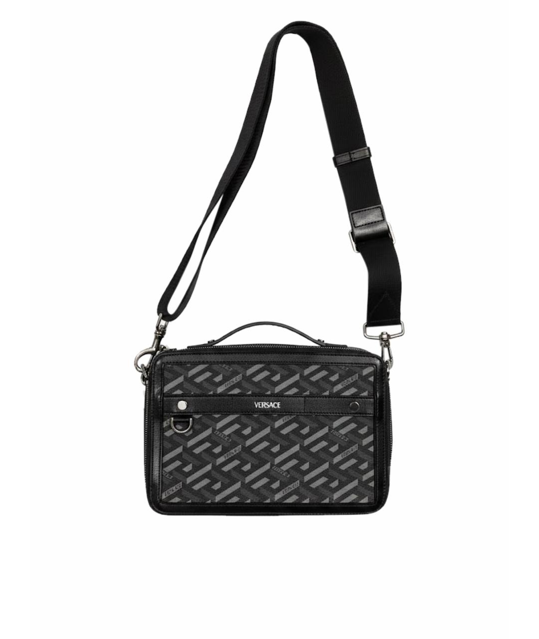 VERSACE Черная кожаная сумка на плечо, фото 1