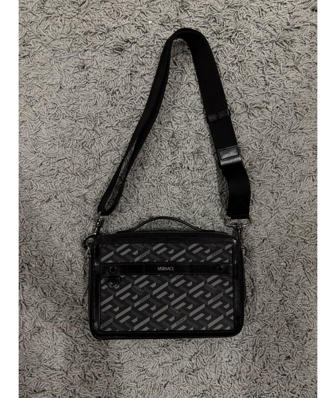 VERSACE Черная кожаная сумка на плечо, фото 4