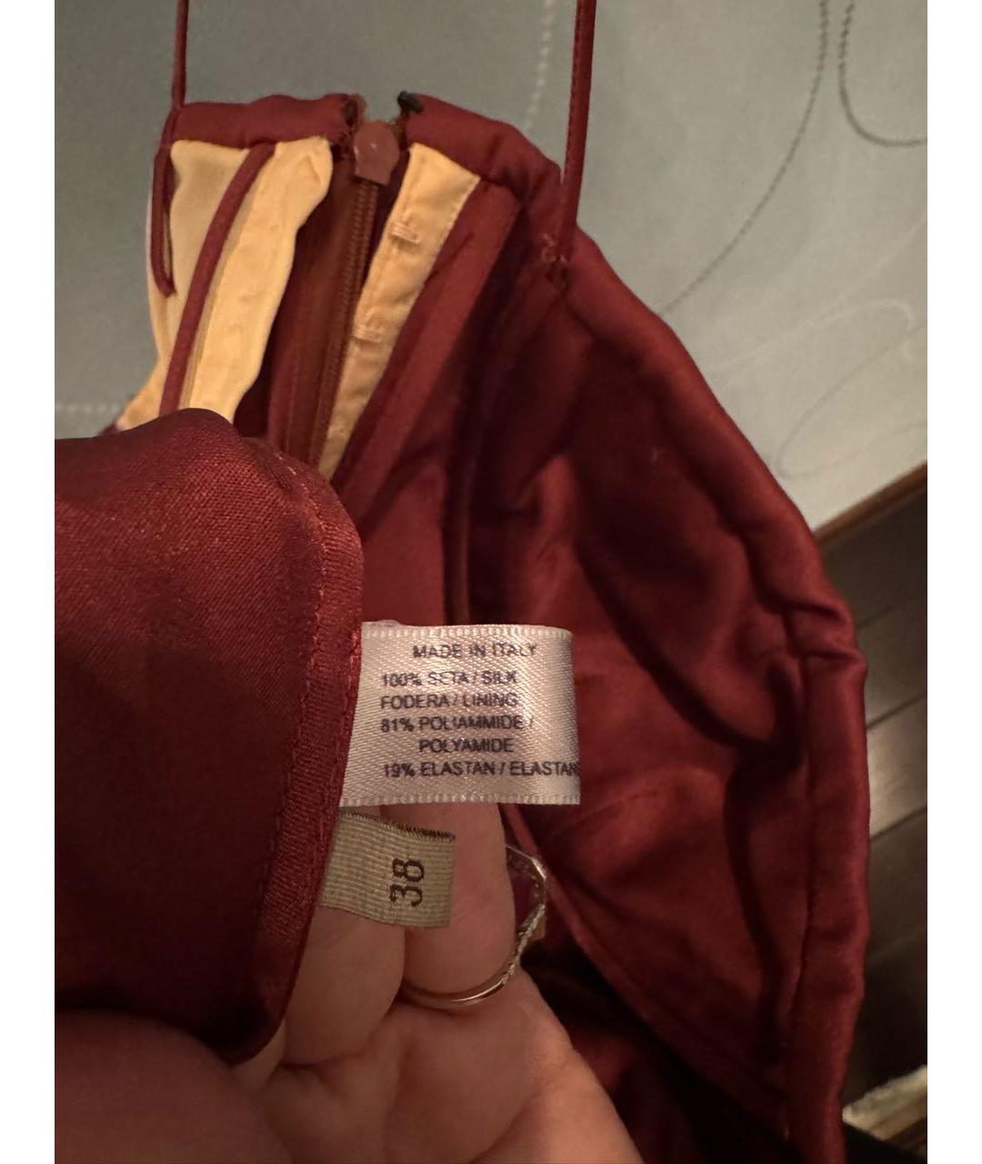 BOTTEGA VENETA Бордовое шелковое коктейльное платье, фото 4