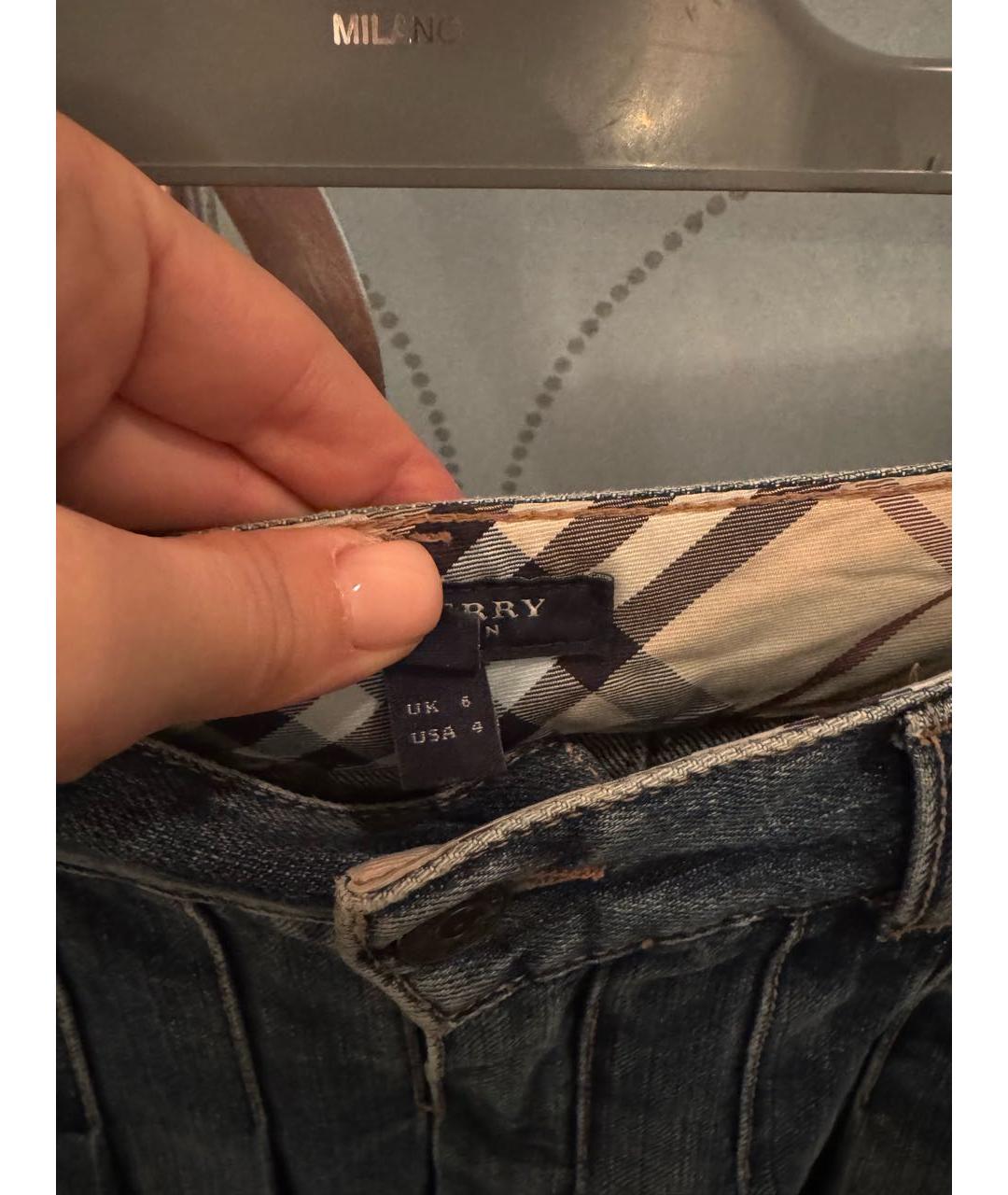 BURBERRY Синяя деним юбка мини, фото 6