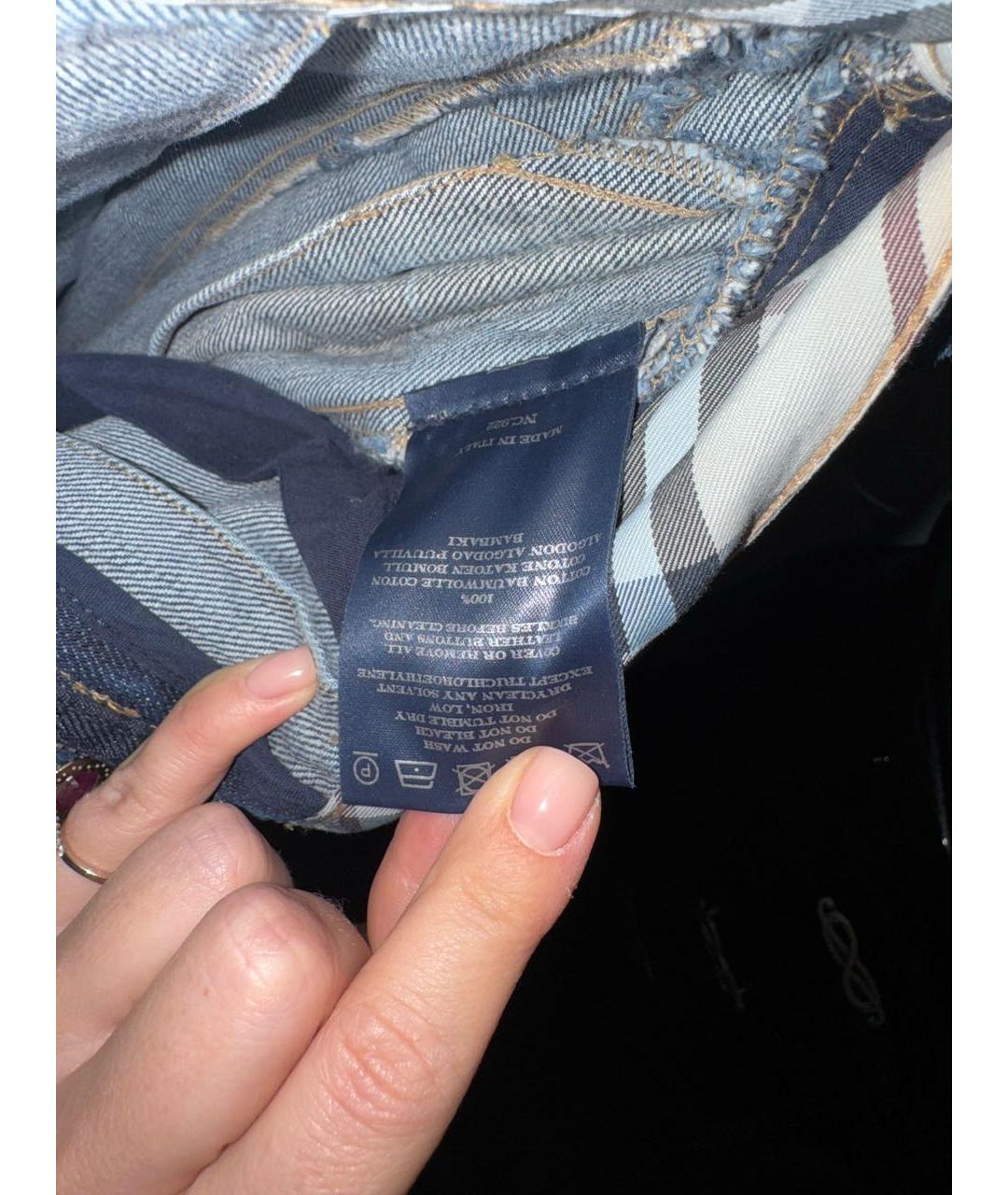 BURBERRY Синяя деним юбка мини, фото 5