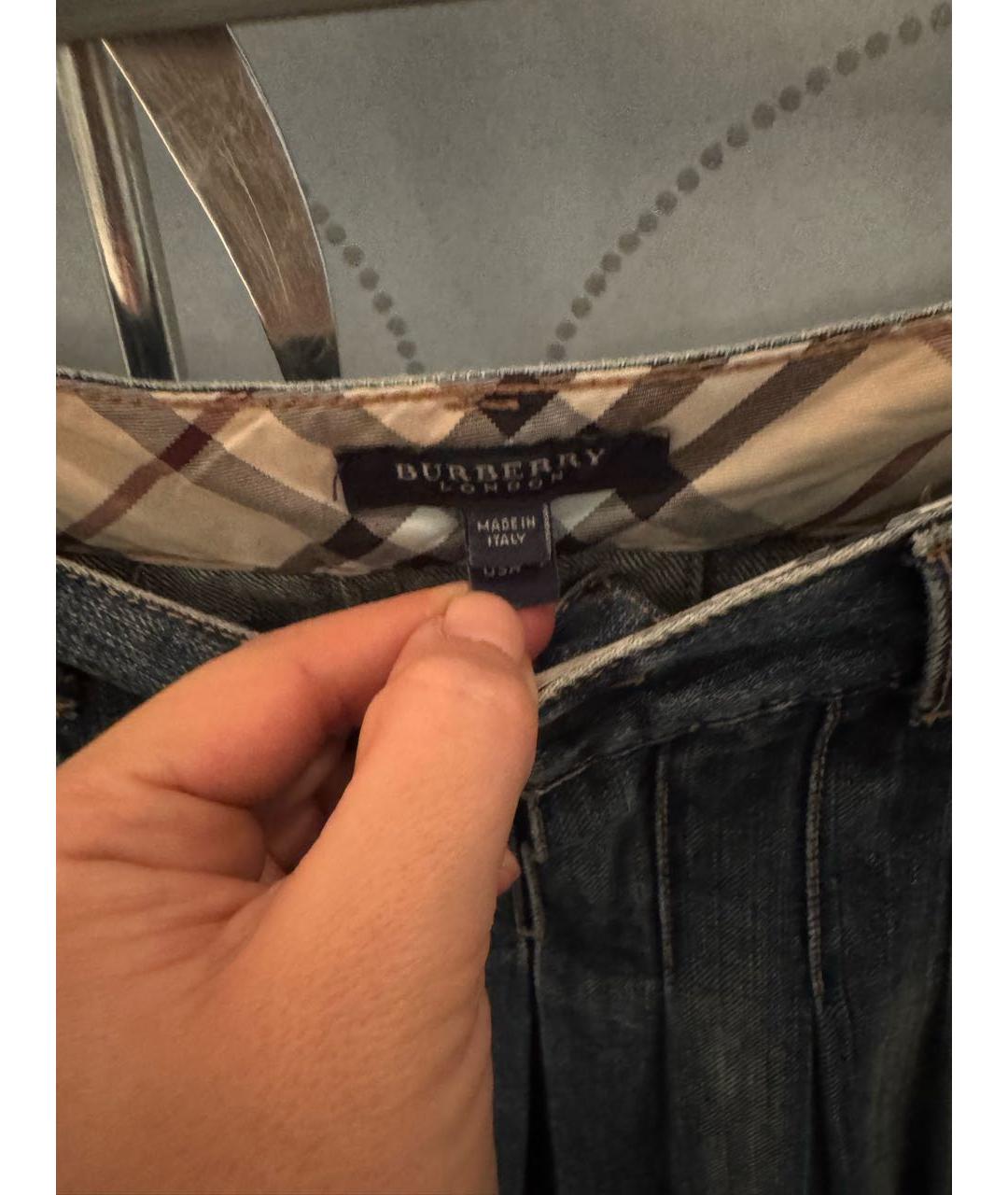 BURBERRY Синяя деним юбка мини, фото 3