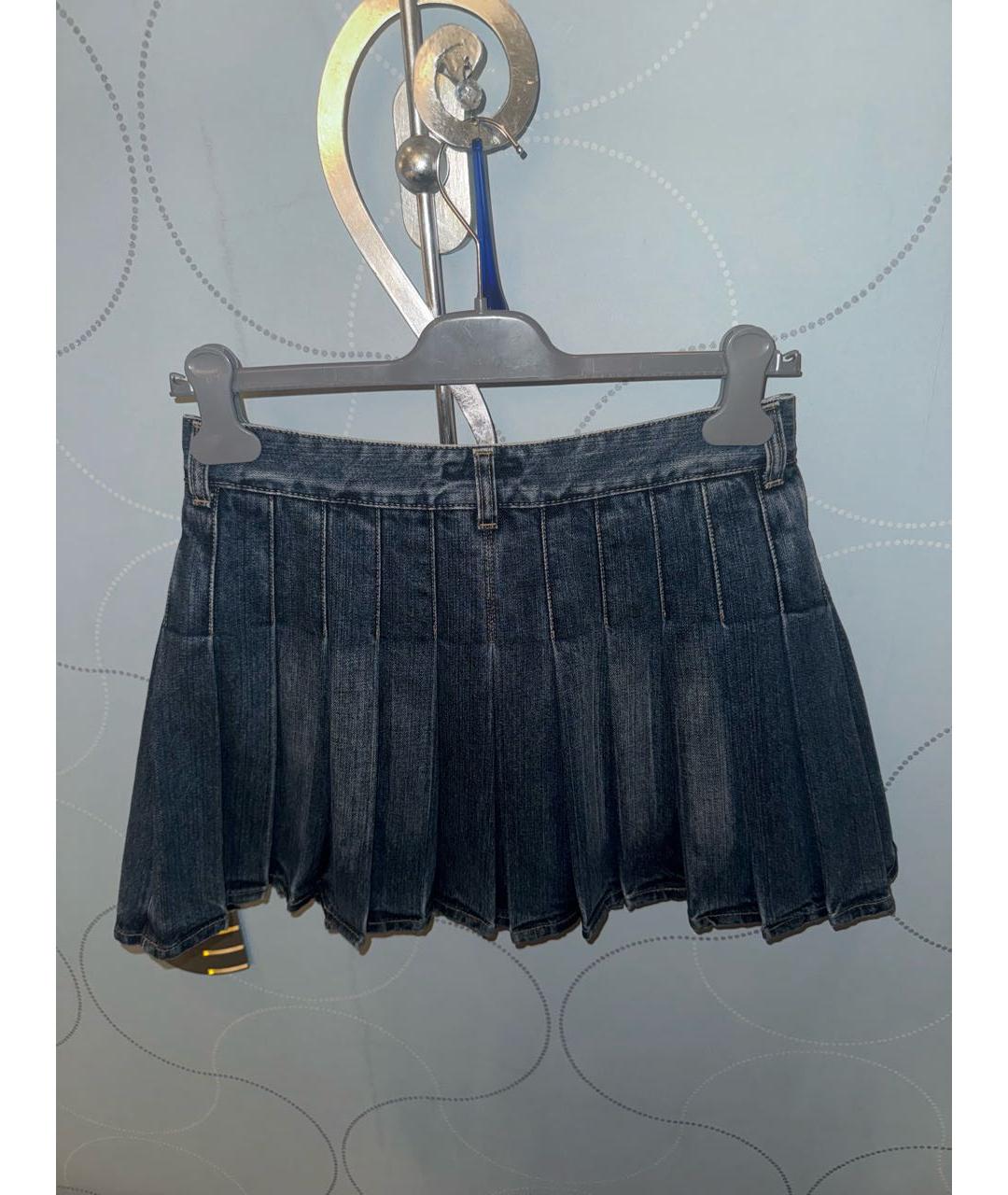 BURBERRY Синяя деним юбка мини, фото 2