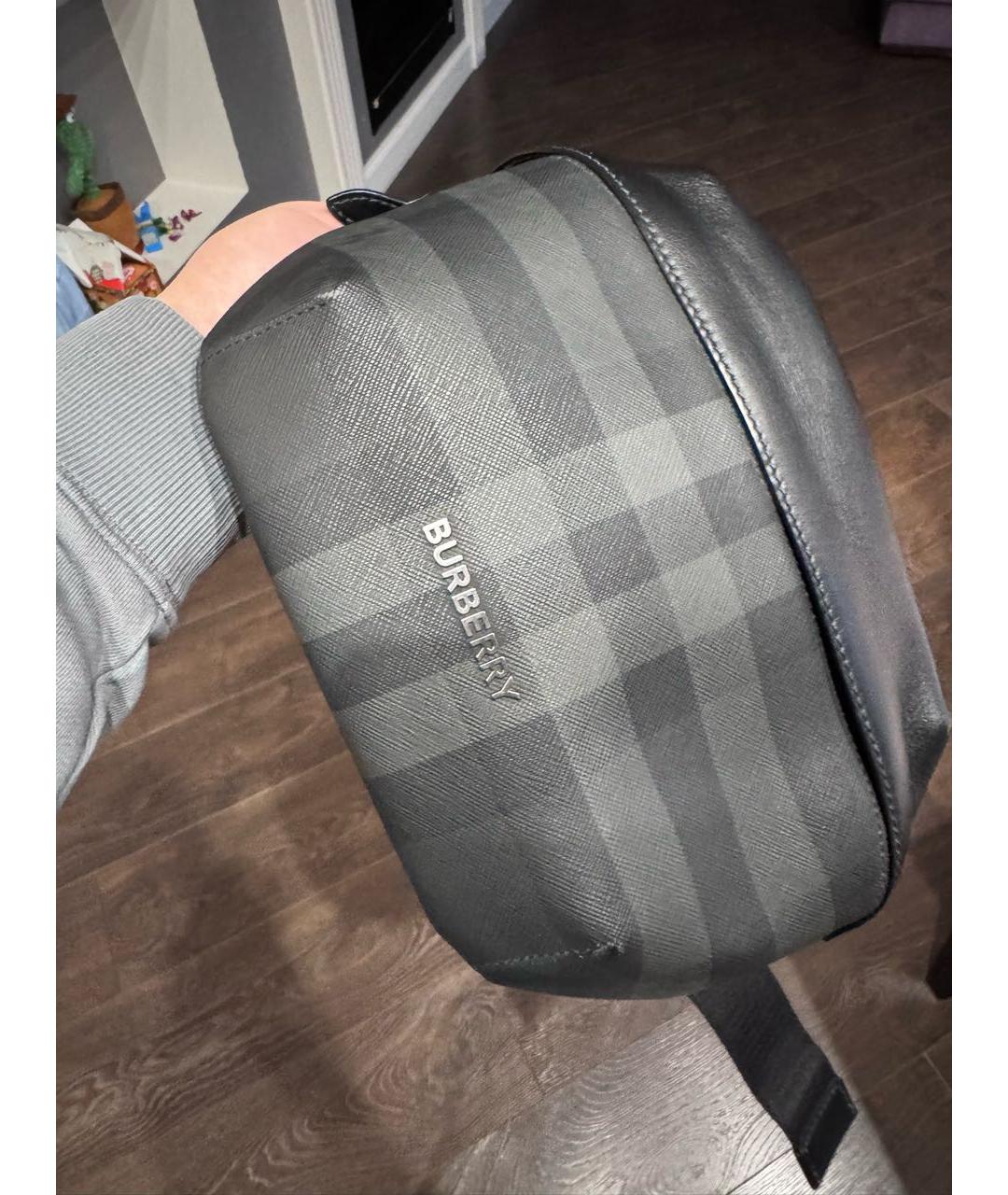 BURBERRY Антрацитовая поясная сумка из искусственной кожи, фото 6