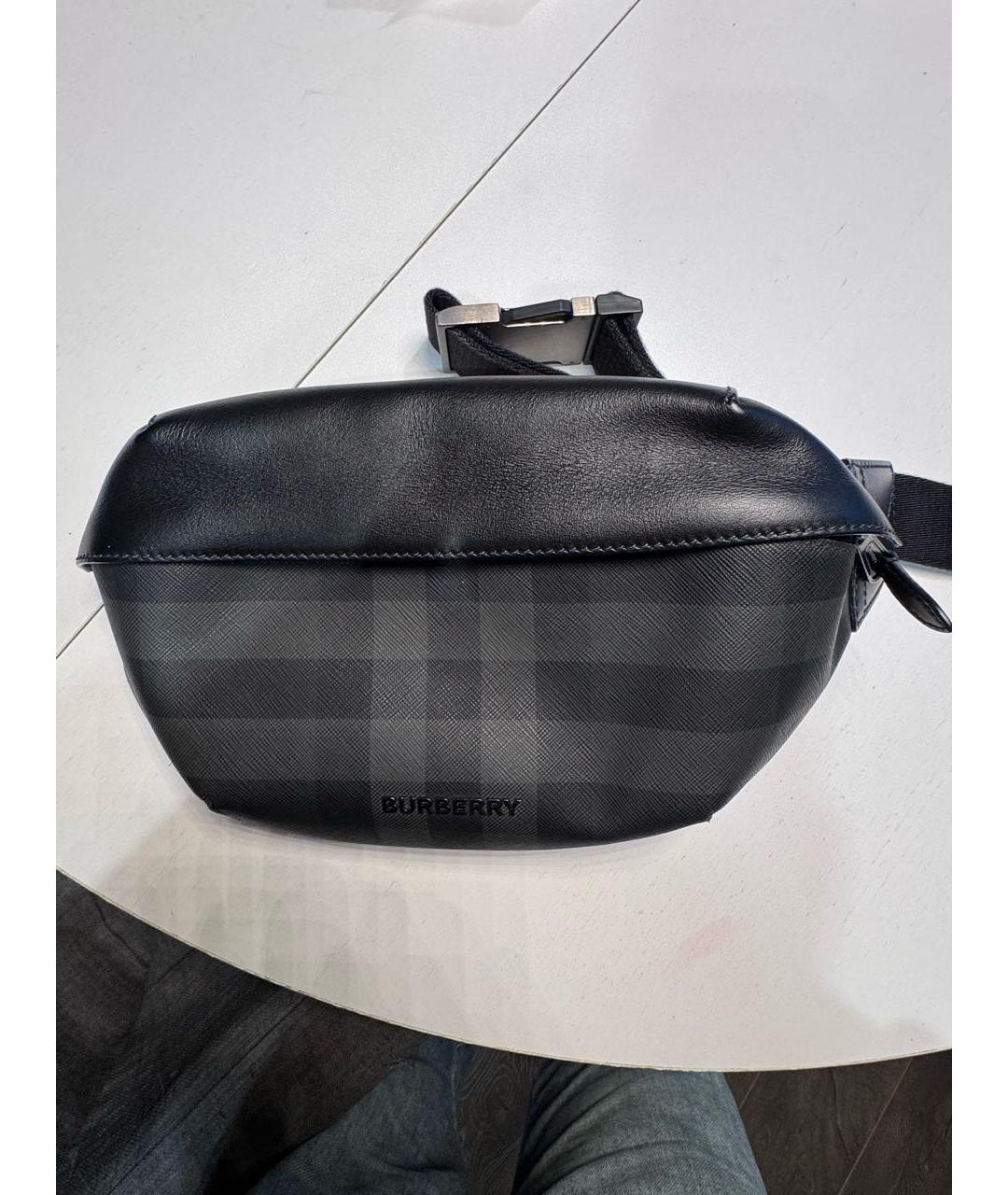 BURBERRY Антрацитовая поясная сумка из искусственной кожи, фото 9