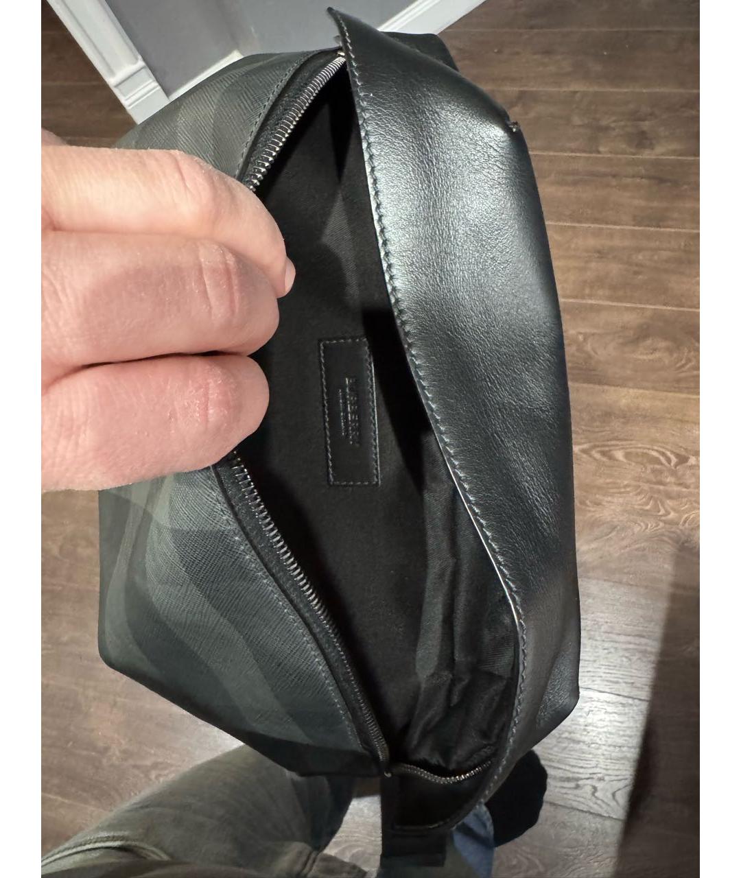 BURBERRY Антрацитовая поясная сумка из искусственной кожи, фото 5