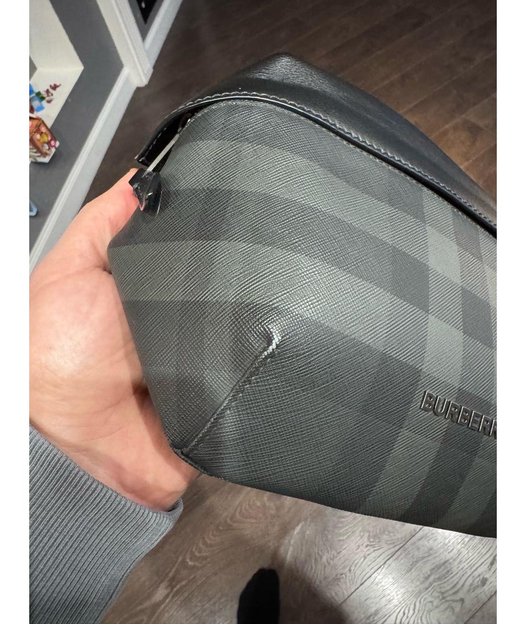 BURBERRY Антрацитовая поясная сумка из искусственной кожи, фото 8