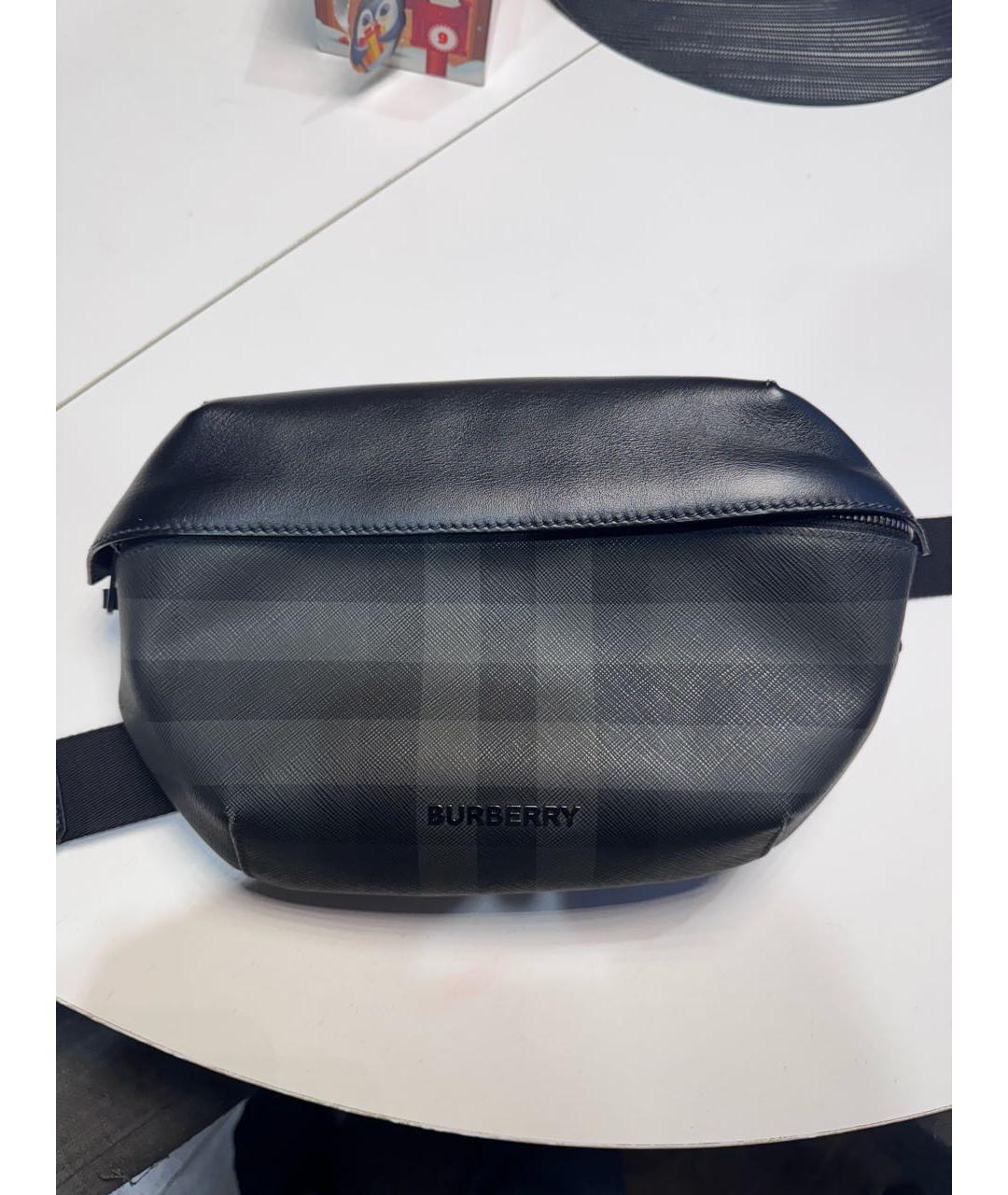 BURBERRY Антрацитовая поясная сумка из искусственной кожи, фото 7