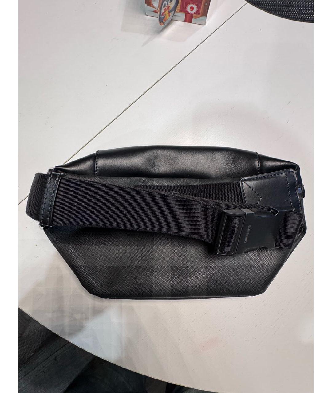 BURBERRY Антрацитовая поясная сумка из искусственной кожи, фото 2