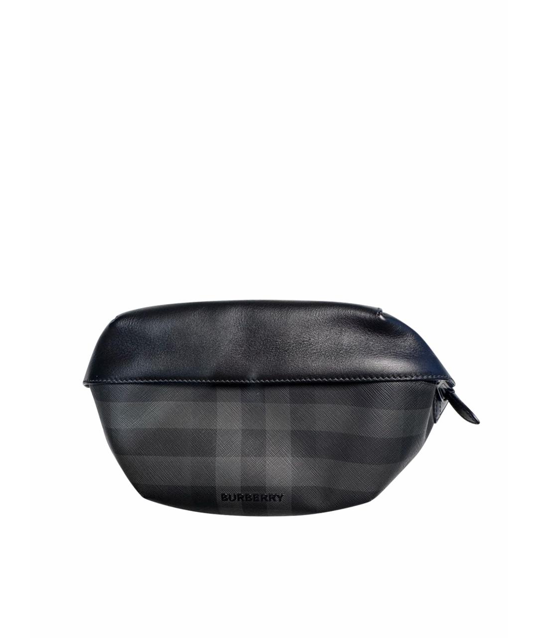 BURBERRY Антрацитовая поясная сумка из искусственной кожи, фото 1