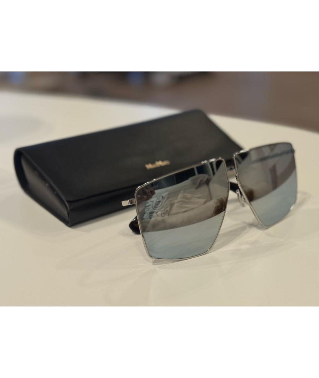 MAX MARA Серебряные металлические солнцезащитные очки, фото 5