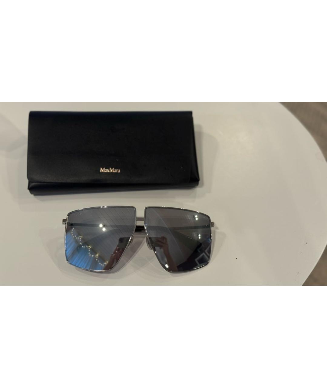MAX MARA Серебряные металлические солнцезащитные очки, фото 6
