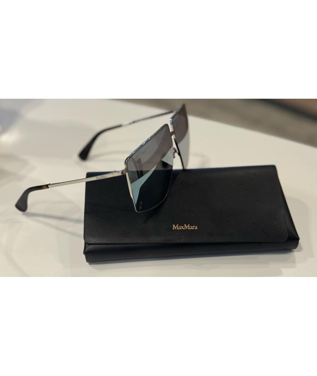MAX MARA Серебряные металлические солнцезащитные очки, фото 3