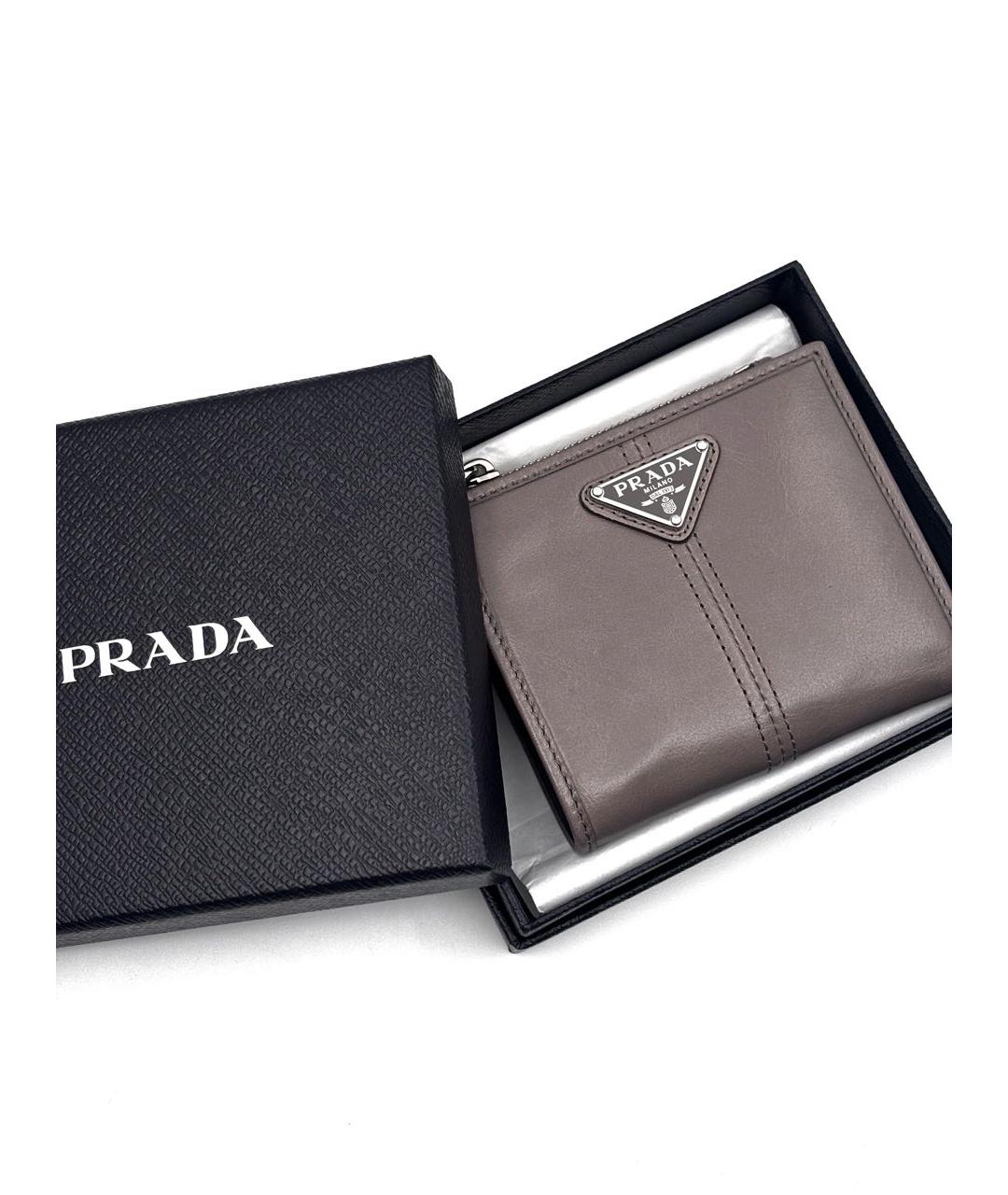 PRADA Коричневый кожаный кошелек, фото 4