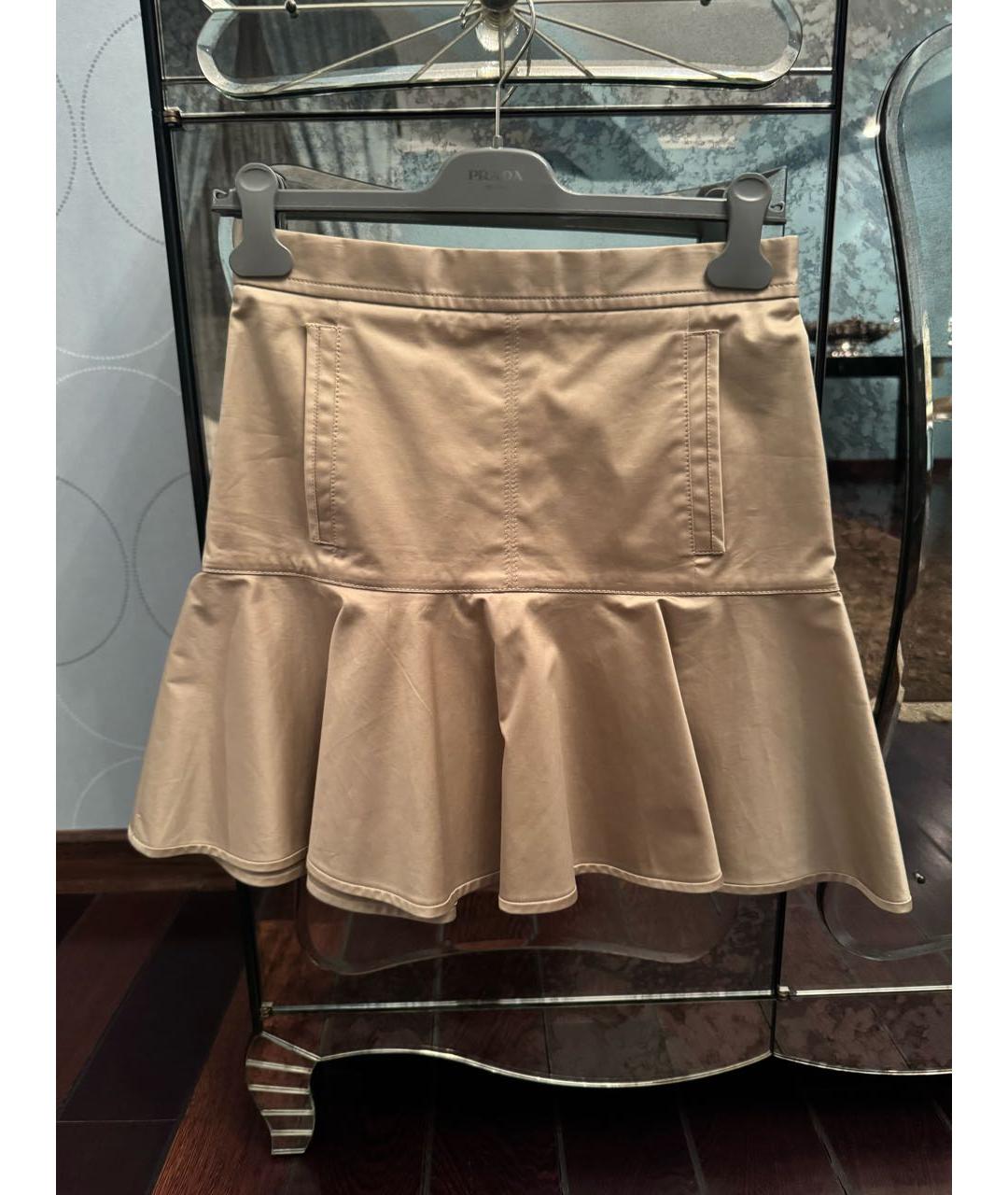 LOUIS VUITTON Бежевая хлопковая юбка мини, фото 6