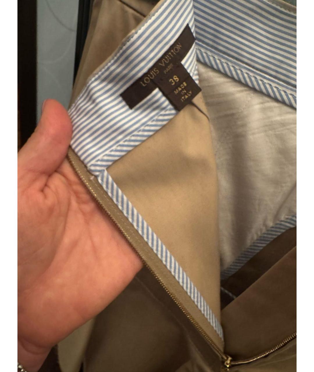 LOUIS VUITTON Бежевая хлопковая юбка мини, фото 3