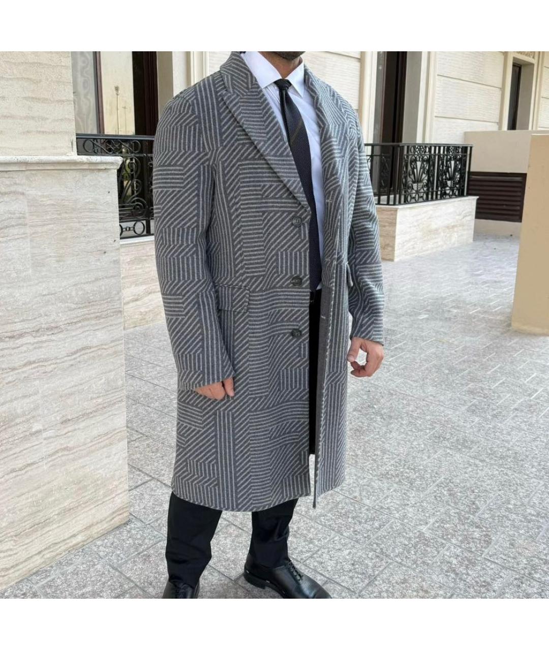 FENDI Серое шерстяное пальто, фото 8