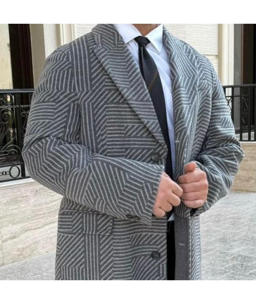 FENDI Серое шерстяное пальто, фото 4