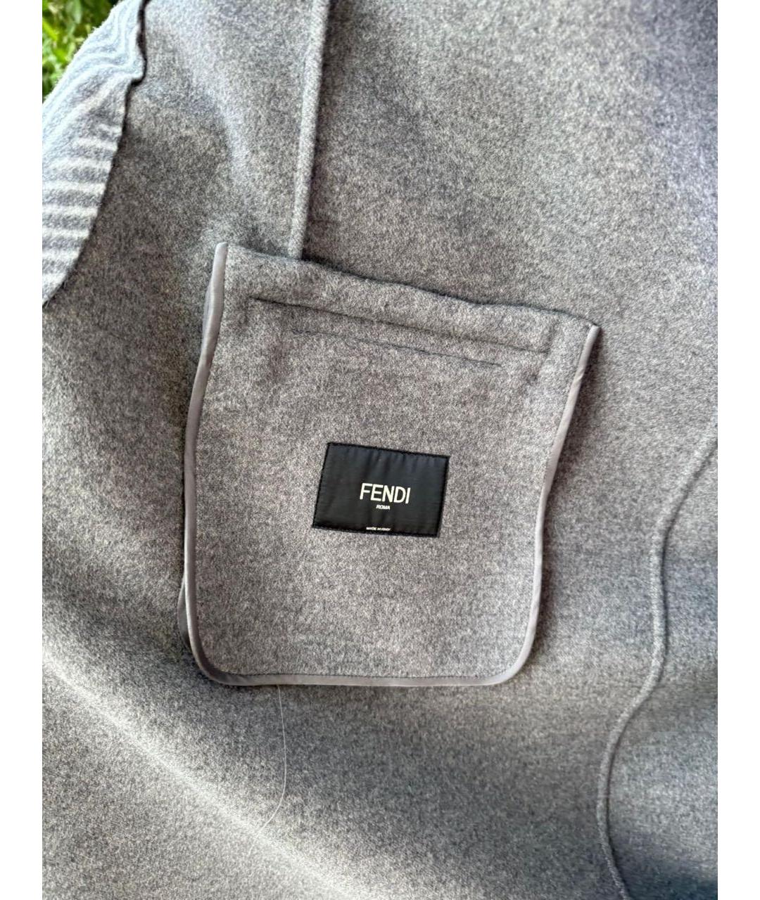 FENDI Серое шерстяное пальто, фото 7