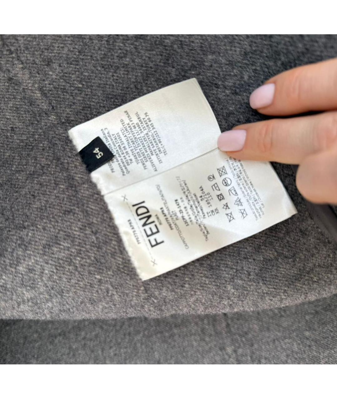 FENDI Серое шерстяное пальто, фото 6