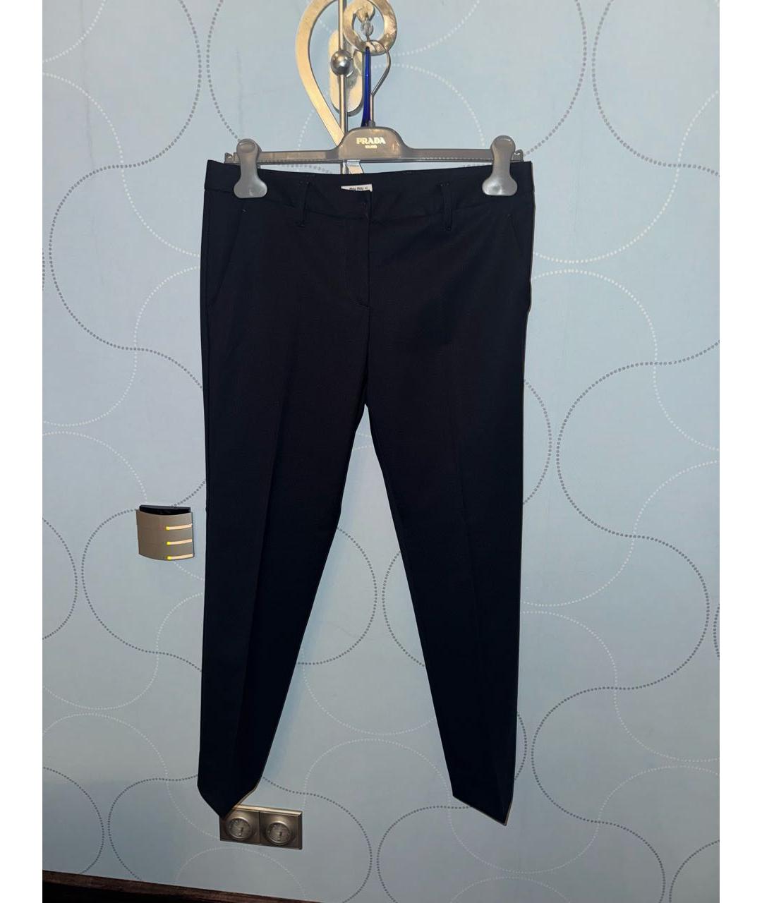 MIU MIU Темно-синий шерстяной костюм с брюками, фото 2