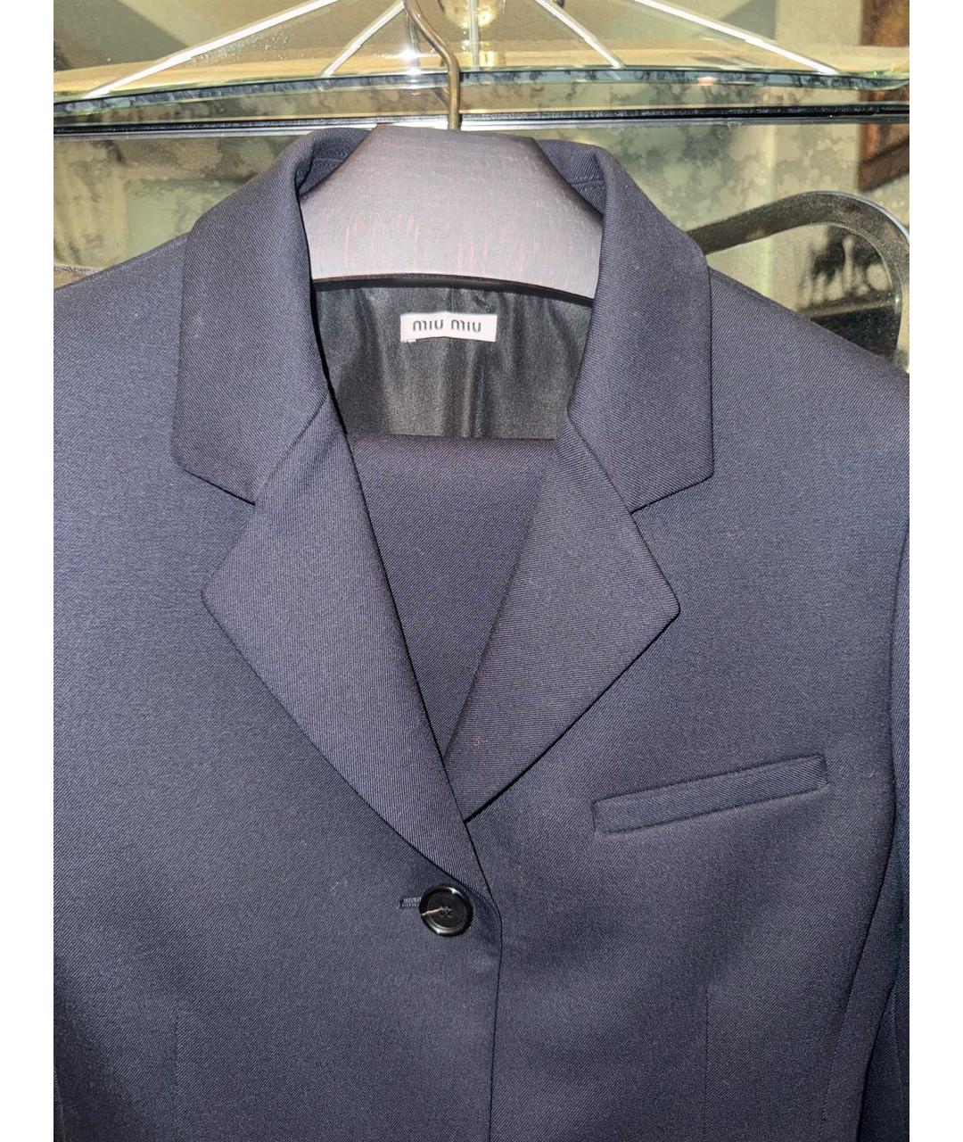 MIU MIU Темно-синий шерстяной костюм с брюками, фото 4