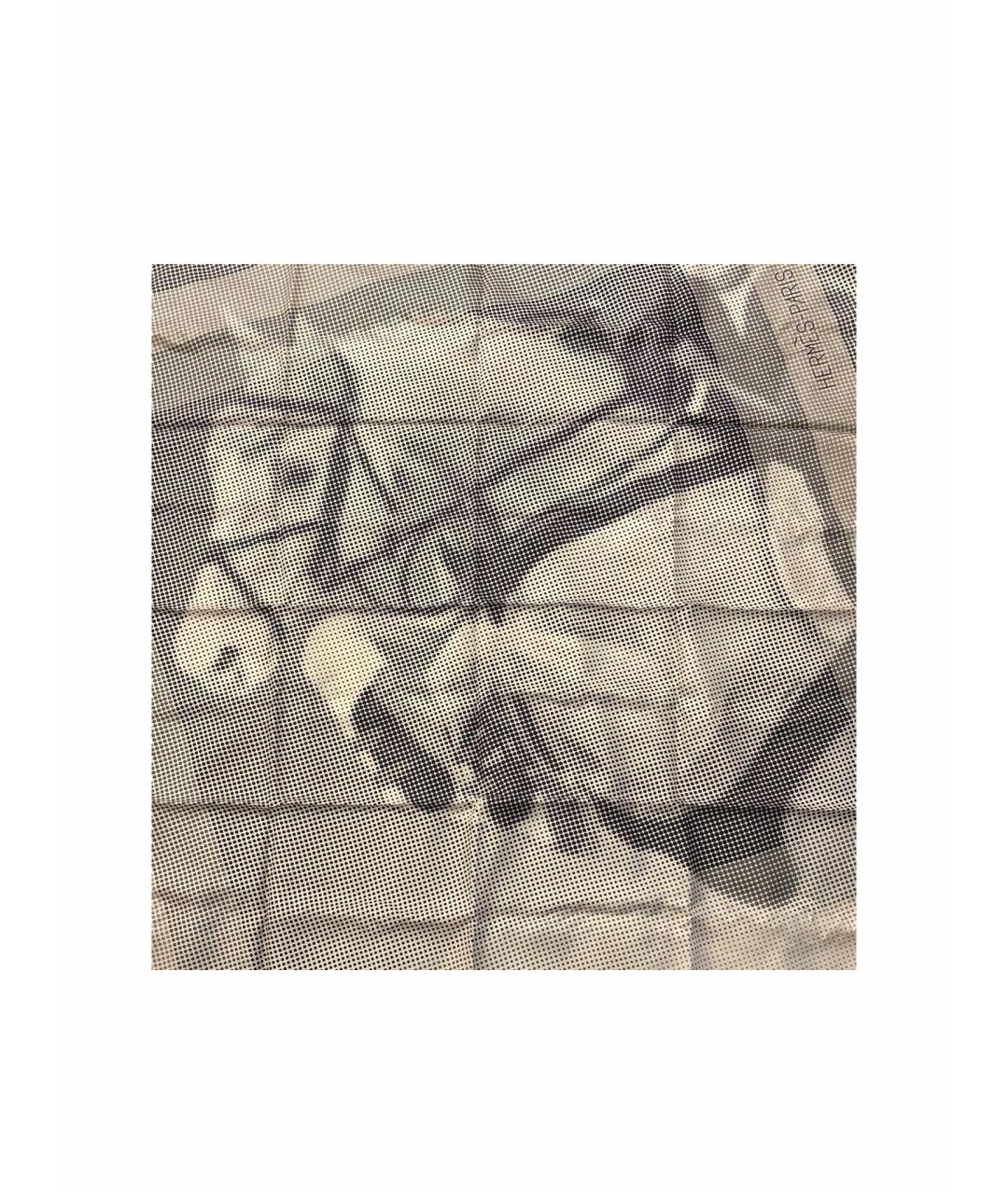 HERMES Серый шелковый платок, фото 1