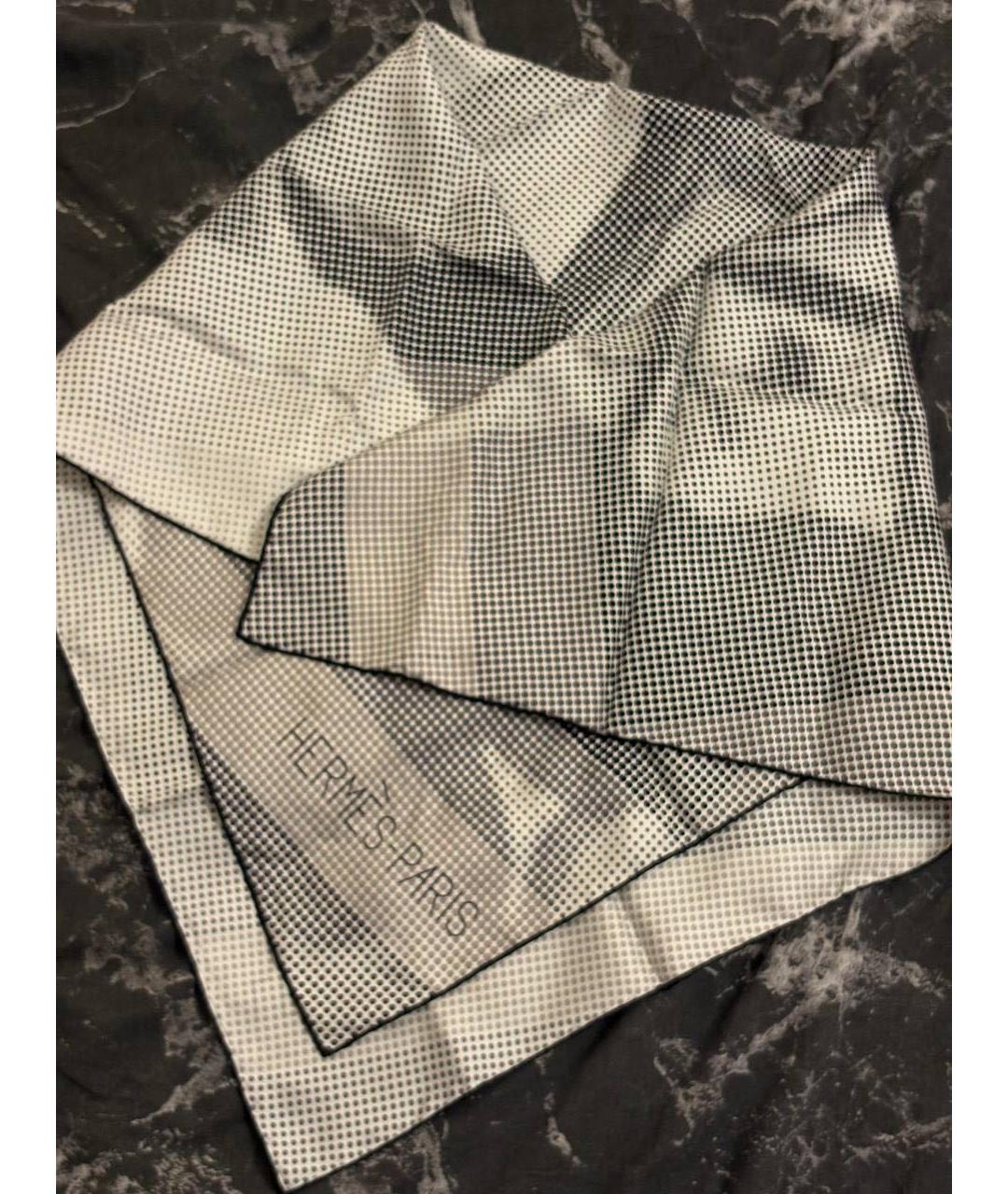 HERMES Серый шелковый платок, фото 2