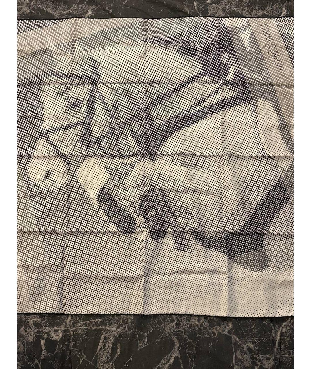 HERMES Серый шелковый платок, фото 3