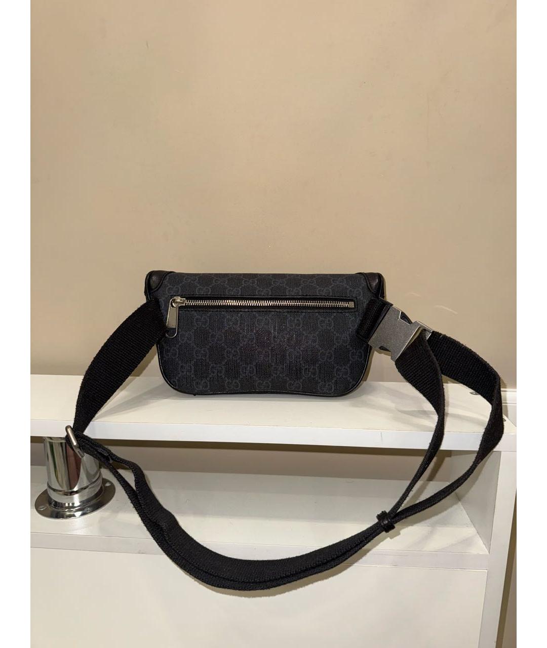 GUCCI Антрацитовая кожаная барсетка, фото 6