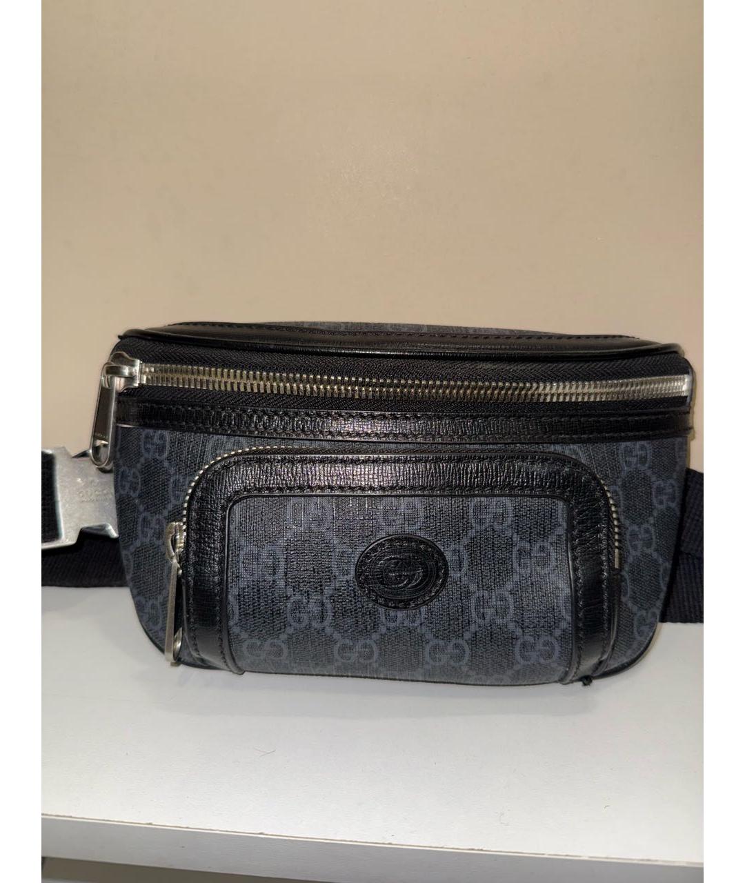 GUCCI Антрацитовая кожаная барсетка, фото 2