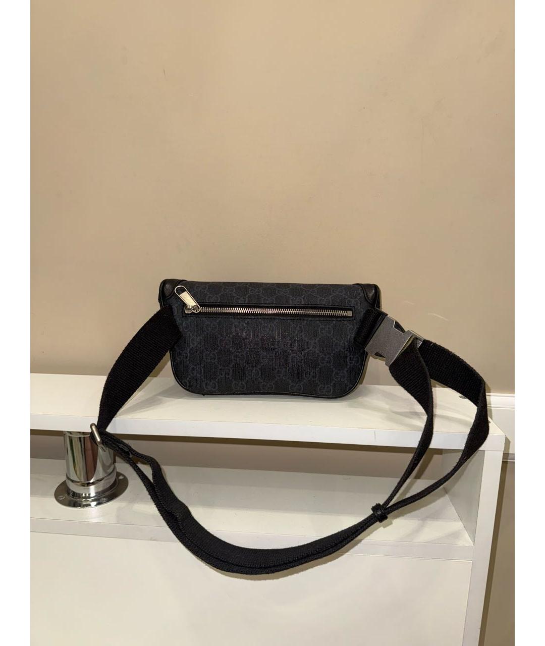 GUCCI Антрацитовая кожаная барсетка, фото 5