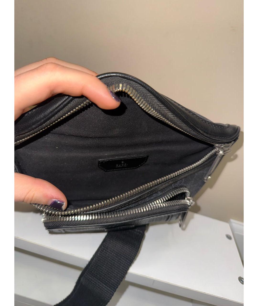 GUCCI Антрацитовая кожаная барсетка, фото 3